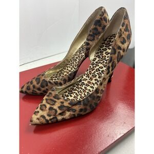 Leopard Print Pointed Toe Stiletto Heels Animal Print Sexy Party Shoes Size 8.5M